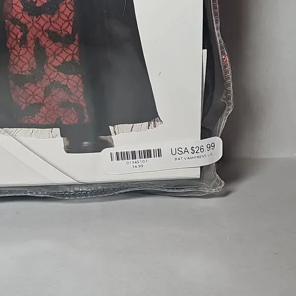 Spirit Halloween Kids Bat Vampiress Costume Girls L Goth Maxi Hooded Cape Brooch - Picture 3 of 4